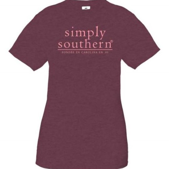 Simply Southern NWT Large Tee Beach Shells Maroon - Picture 2 of 2